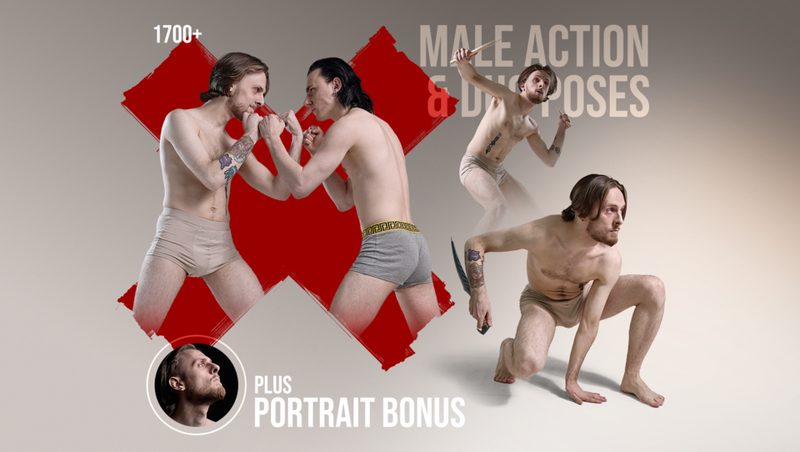 Preview of 1700+ Male Action & Duo Poses + Portrait Bonus
