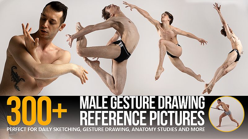Preview of 300+ Male Gesture Drawing Reference Pictures