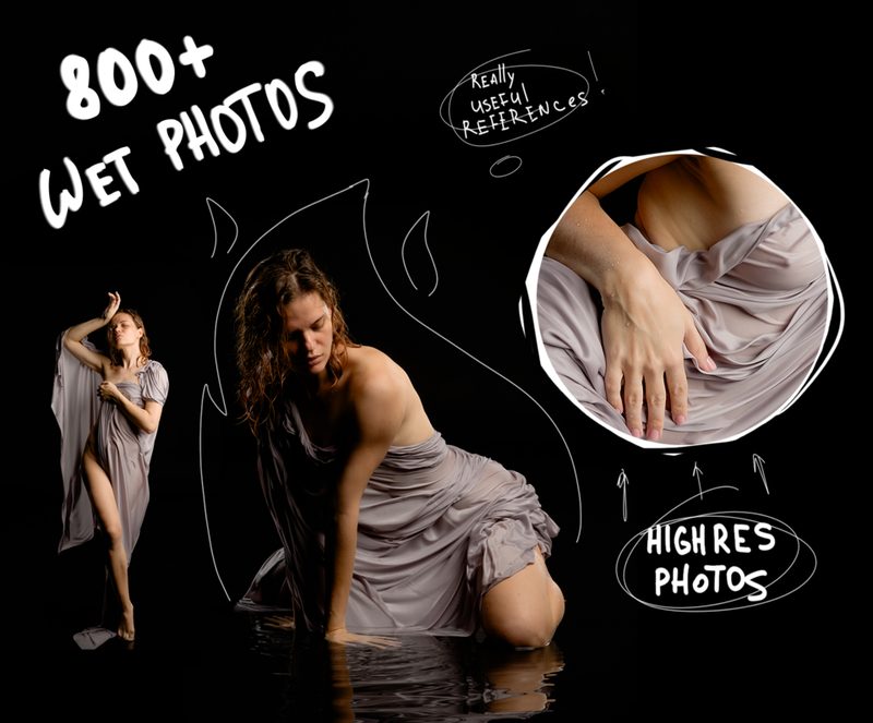 Preview of 800+ Silk Wet Fabric: Female Body Reference Photos