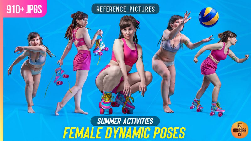 Preview of 910 Female Dynamic Poses Reference Pictures
