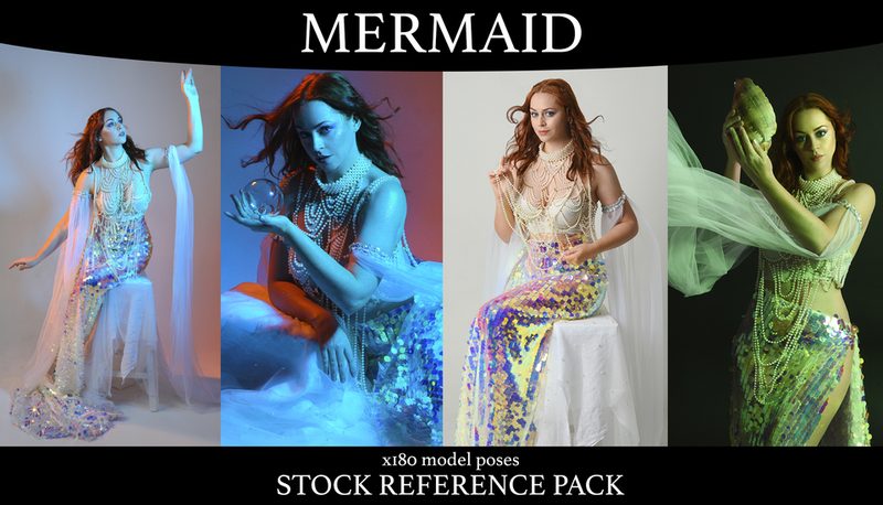 Preview of Mermaid Muse - Fantasy stock model pose reference pack