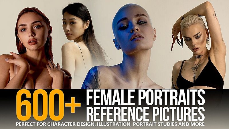 Preview of 600+ Female Portraits Reference Pictures