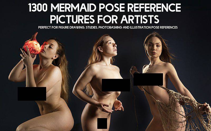 Preview of 1300+ Mermaid Pose Reference Pictures for Artists