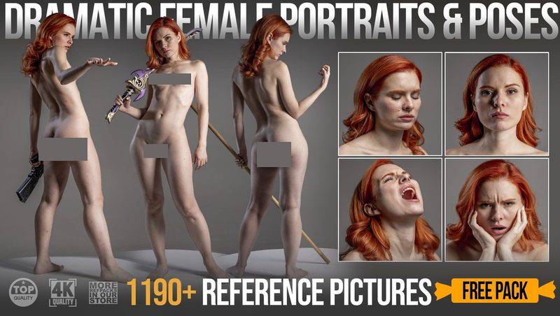 Preview of 1190+ Dramatic Female Poses and Portraits
