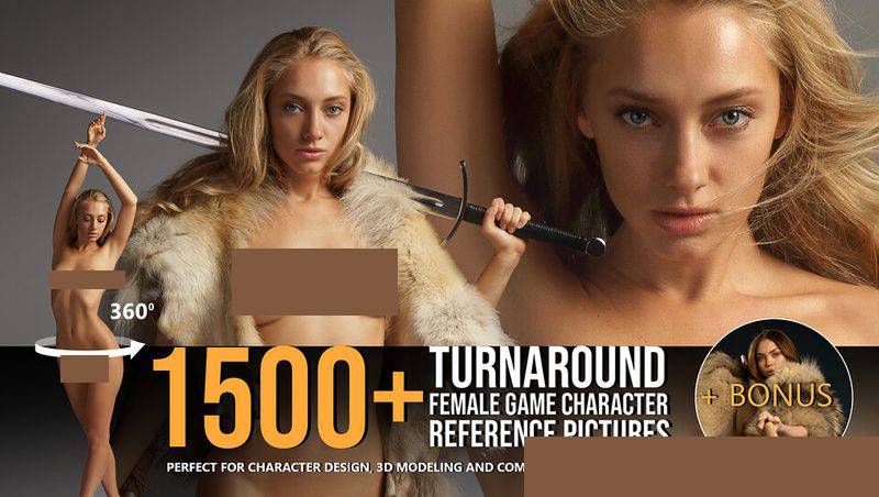 Preview of 1500 Female Game Character Turnaround Poses